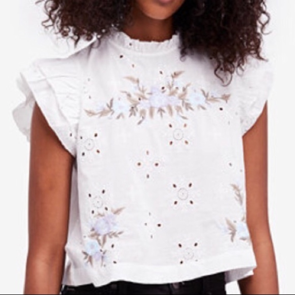 Free people - picnic in the park embroidered top